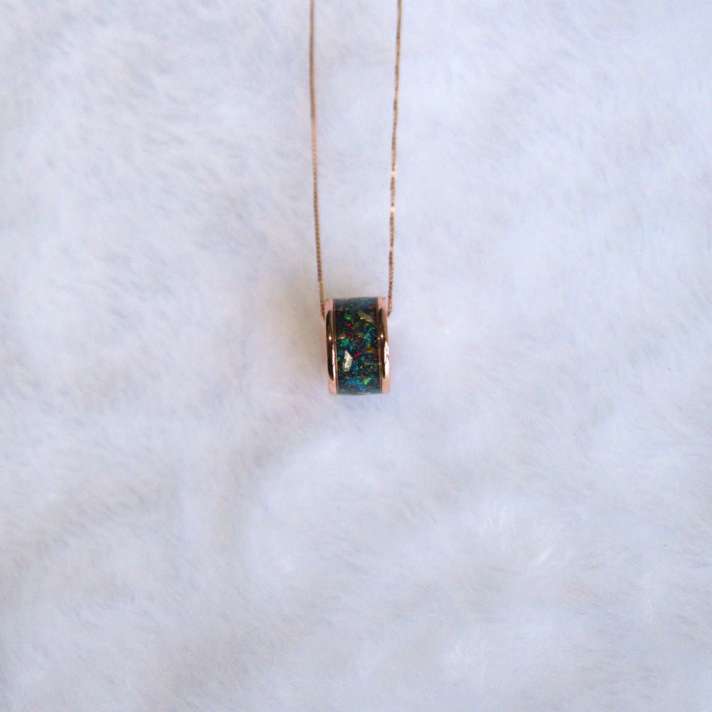 Meteorite & Opal Barrel Pendant - To Eons