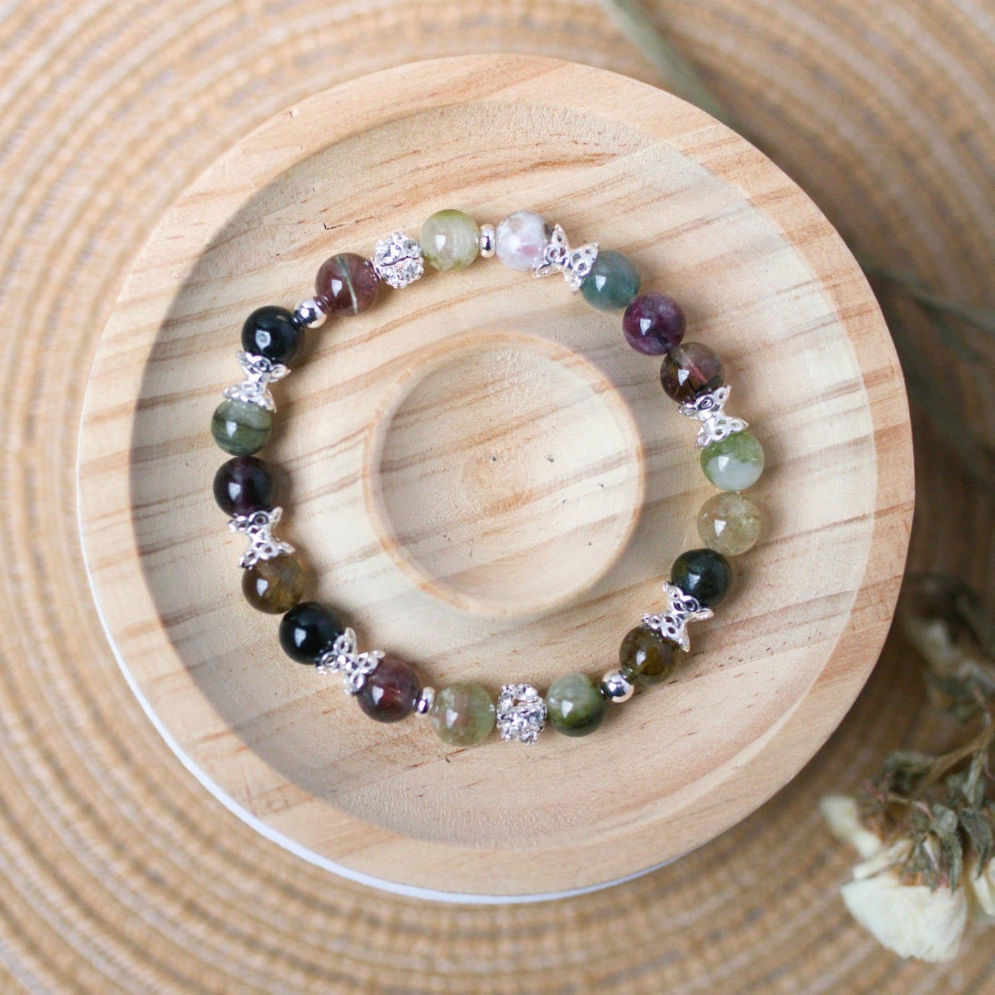 Multicolor Tourmaline Bracelet - Crystal Bracelet for Protection, Balance, and Grounding - To Eons