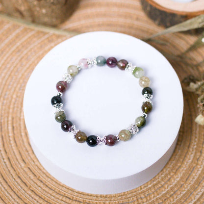 Multicolor Tourmaline Bracelet - Crystal Bracelet for Protection, Balance, and Grounding - To Eons