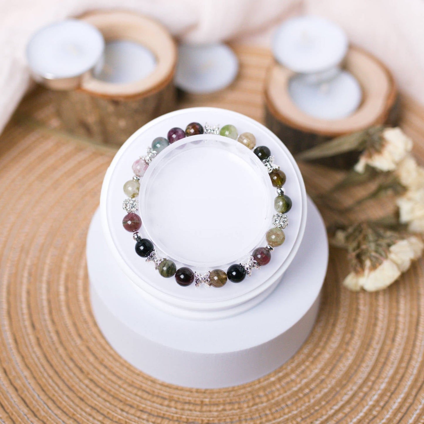 Multicolor Tourmaline Bracelet - Crystal Bracelet for Protection, Balance, and Grounding - To Eons
