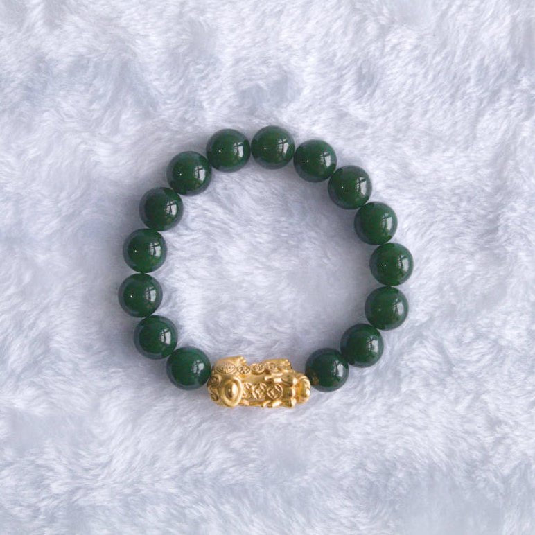 Nephrite Jade Bracelet - Crystal Bracelet for Grounding, Protection, and Strength - To Eons
