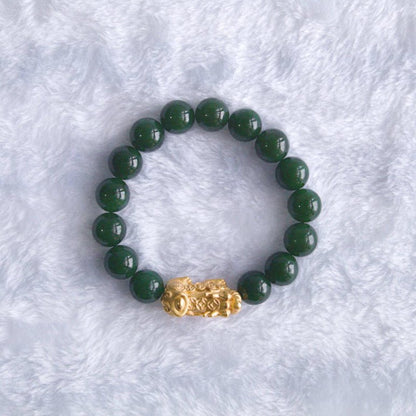 Nephrite Jade Bracelet - Crystal Bracelet for Grounding, Protection, and Strength - To Eons