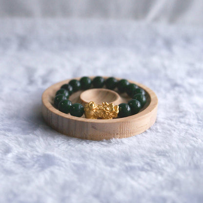 Nephrite Jade Bracelet - Crystal Bracelet for Grounding, Protection, and Strength - To Eons