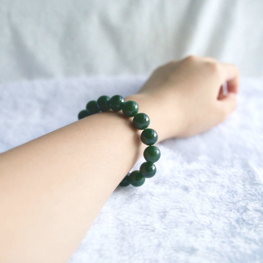 Nephrite Jade Bracelet - Crystal Bracelet for Grounding, Protection, and Strength - To Eons