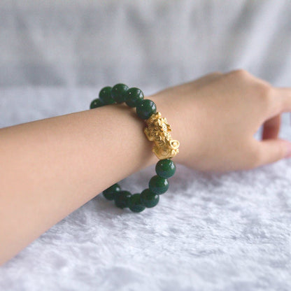 Nephrite Jade Bracelet - Crystal Bracelet for Grounding, Protection, and Strength - To Eons