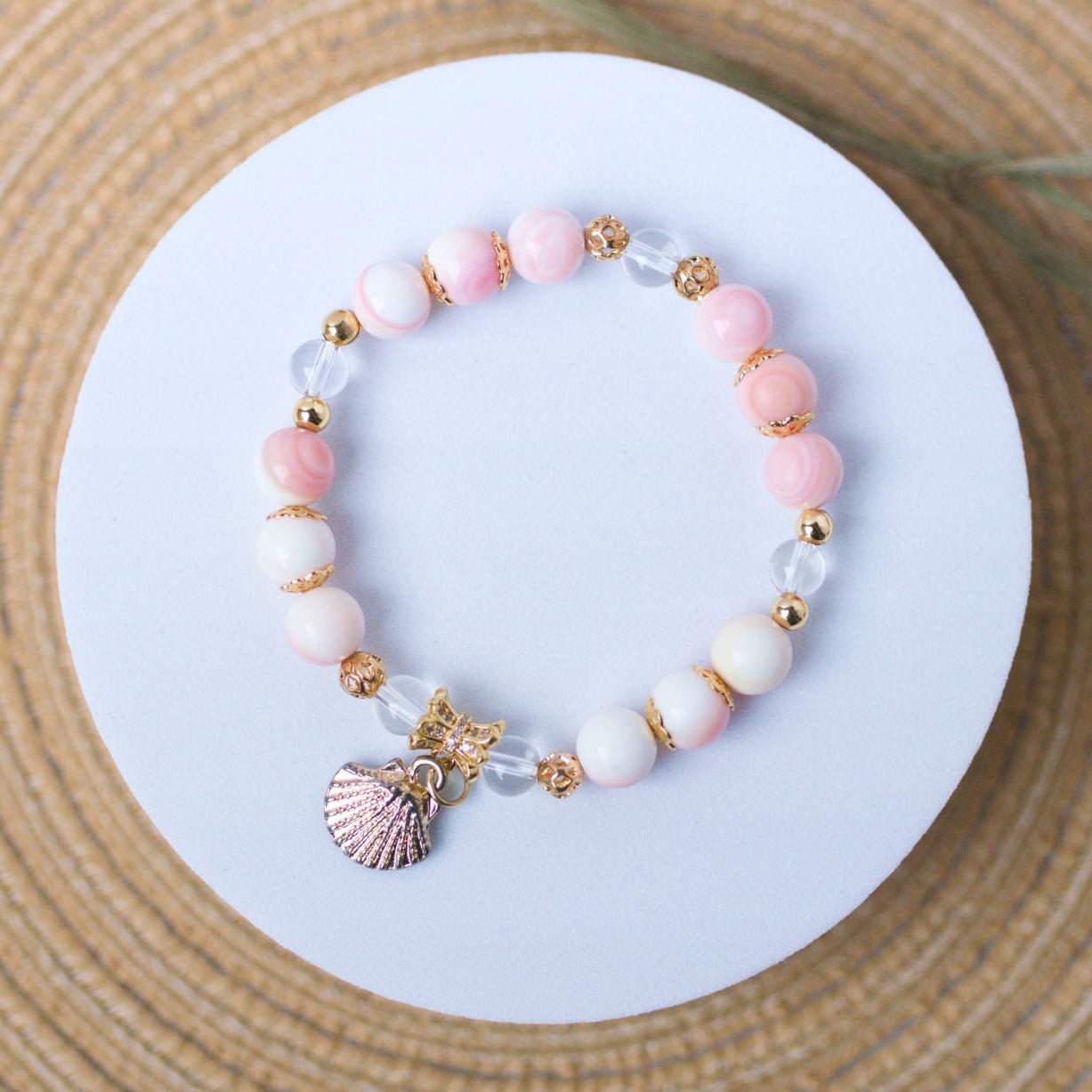 Queen Conch and Clear Quartz Bracelet - Crystal Bracelet for Innate Talents and Healing - To Eons