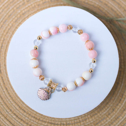 Queen Conch and Clear Quartz Bracelet - Crystal Bracelet for Innate Talents and Healing - To Eons