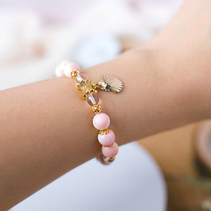 Queen Conch and Clear Quartz Bracelet - Crystal Bracelet for Innate Talents and Healing - To Eons