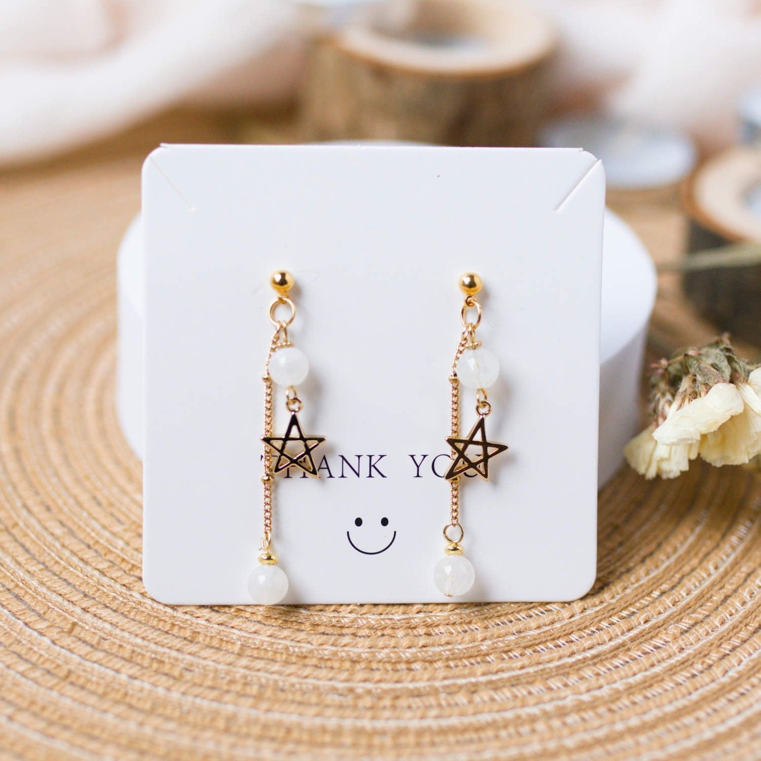 Rainbow Moonstone Star Drop Earrings - Embracing Femininity and New Beginnings - To Eons