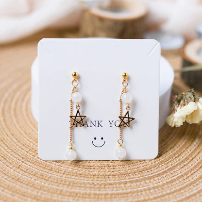 Rainbow Moonstone Star Drop Earrings - Embracing Femininity and New Beginnings - To Eons