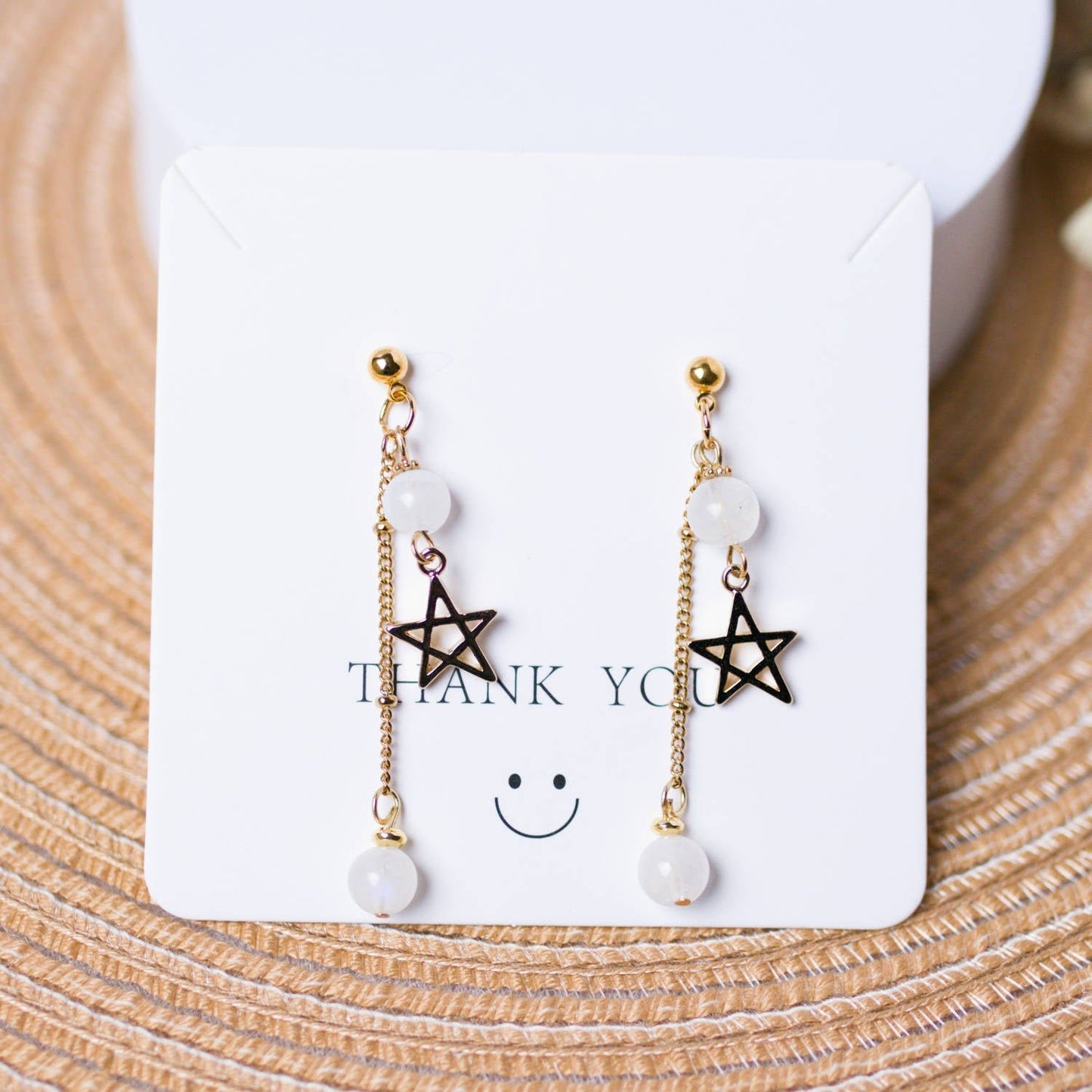Rainbow Moonstone Star Drop Earrings - Embracing Femininity and New Beginnings - To Eons