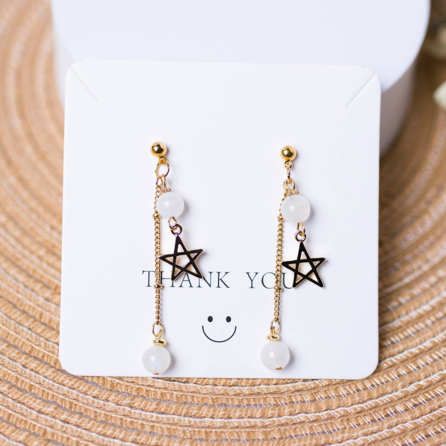Rainbow Moonstone Star Drop Earrings - Embracing Femininity and New Beginnings - To Eons