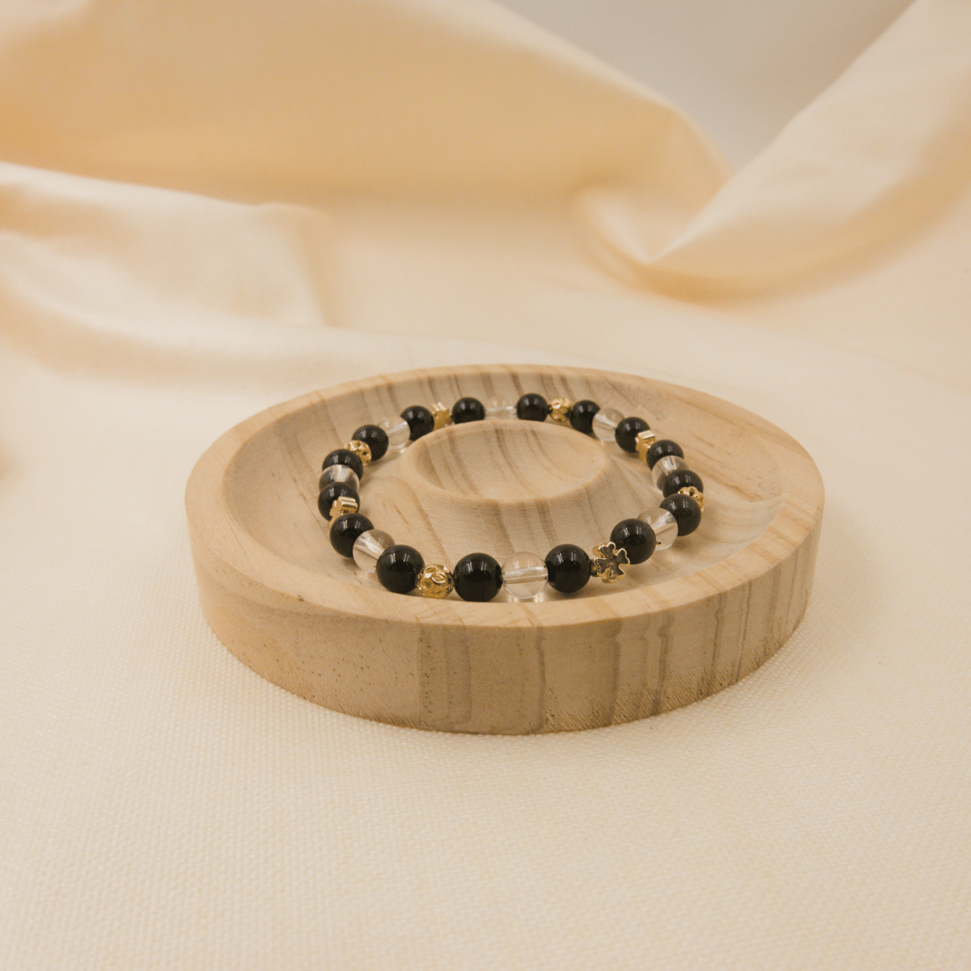 Rainbow Obsidian and Clear Quartz Bracelet - Crystal bracelet of Protection and Inner Strength - To Eons