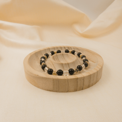 Rainbow Obsidian and Clear Quartz Bracelet - Crystal bracelet of Protection and Inner Strength - To Eons