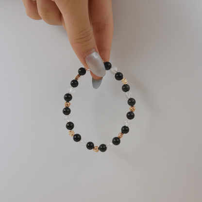 Rainbow Obsidian and Clear Quartz Bracelet - Crystal bracelet of Protection and Inner Strength - To Eons