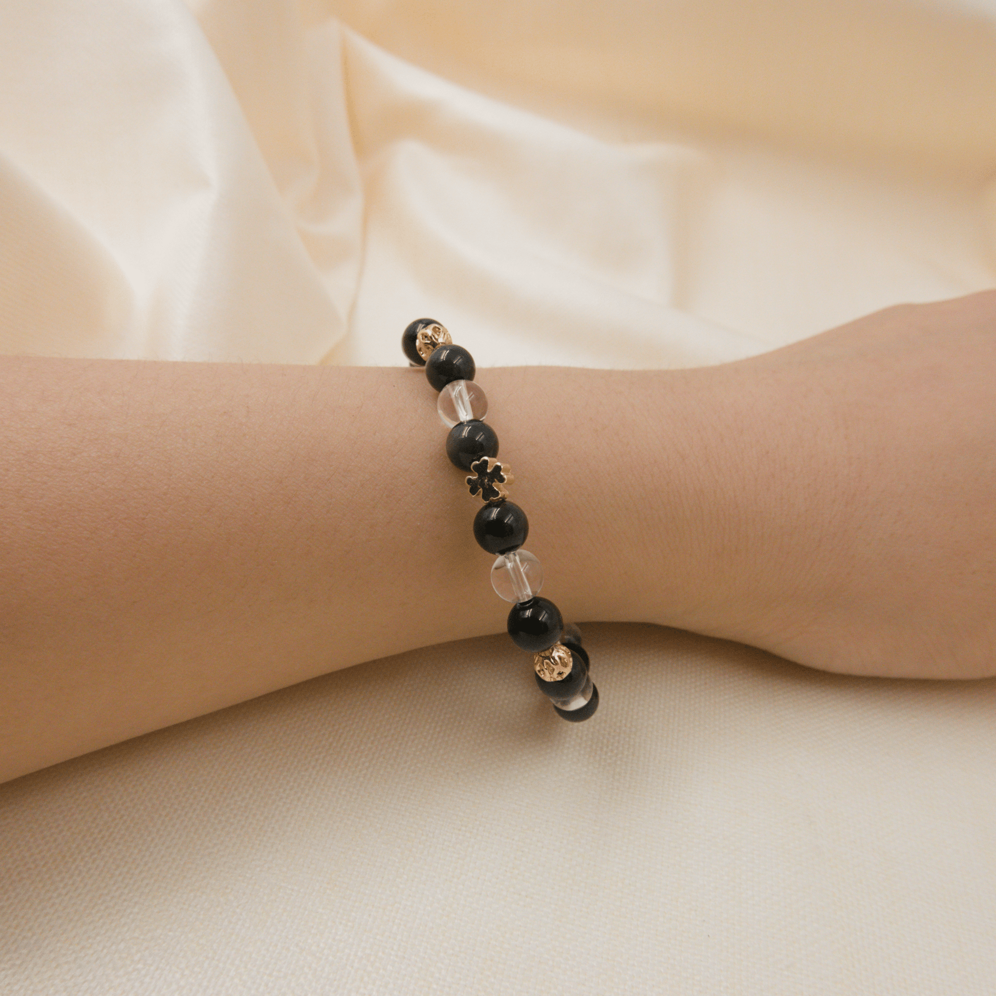 Rainbow Obsidian and Clear Quartz Bracelet - Crystal bracelet of Protection and Inner Strength - To Eons