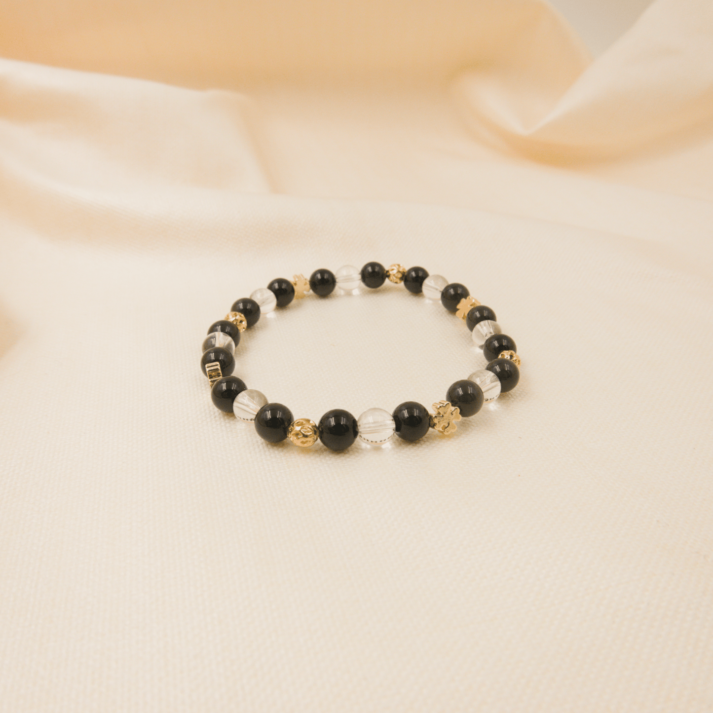 Rainbow Obsidian and Clear Quartz Bracelet - Crystal bracelet of Protection and Inner Strength - To Eons