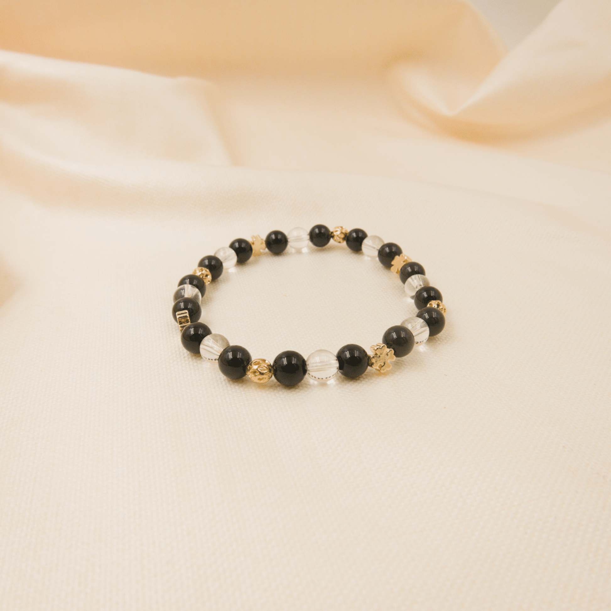 Rainbow Obsidian and Clear Quartz Bracelet - Crystal bracelet of Protection and Inner Strength - To Eons