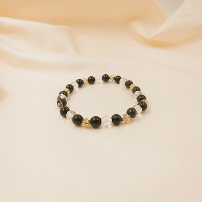 Rainbow Obsidian and Clear Quartz Bracelet - Crystal bracelet of Protection and Inner Strength - To Eons