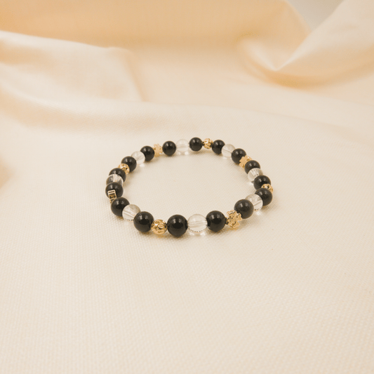 Rainbow Obsidian and Clear Quartz Bracelet - Crystal bracelet of Protection and Inner Strength - To Eons