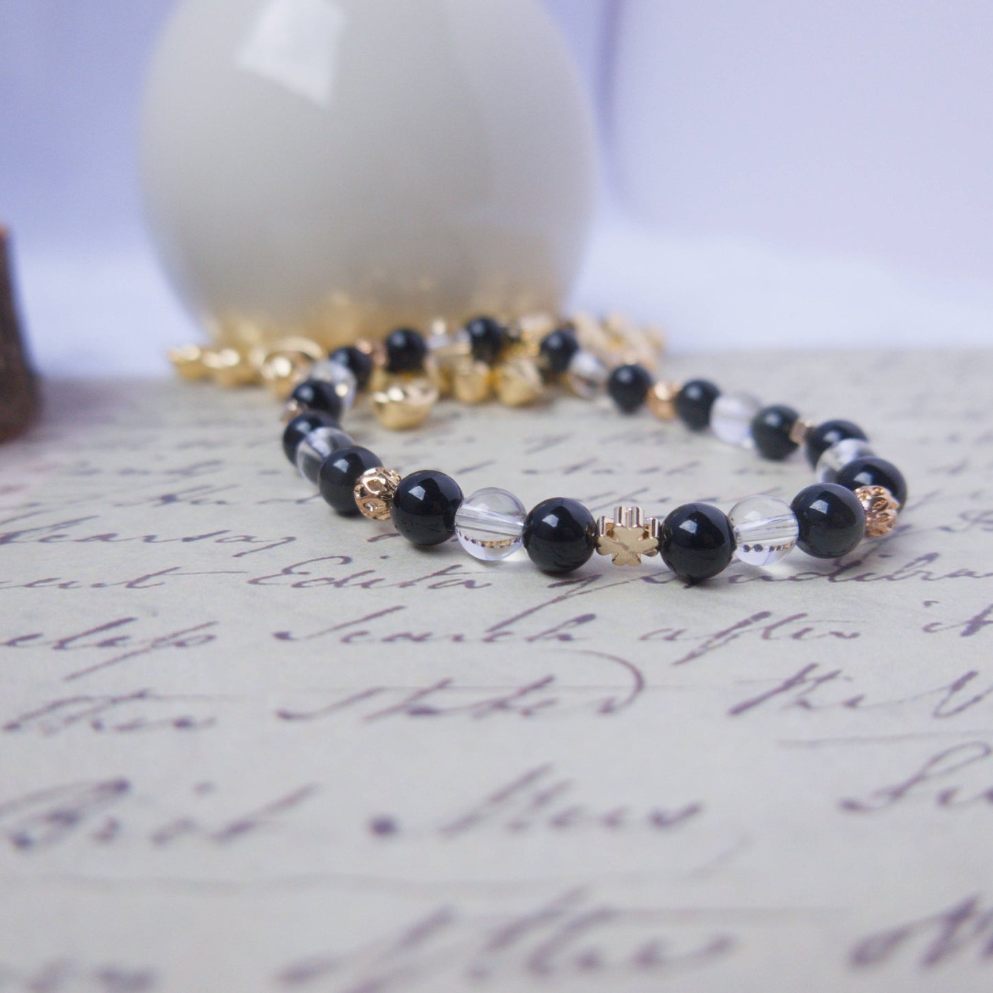 Rainbow Obsidian and Clear Quartz Bracelet - Crystal bracelet of Protection and Inner Strength - To Eons