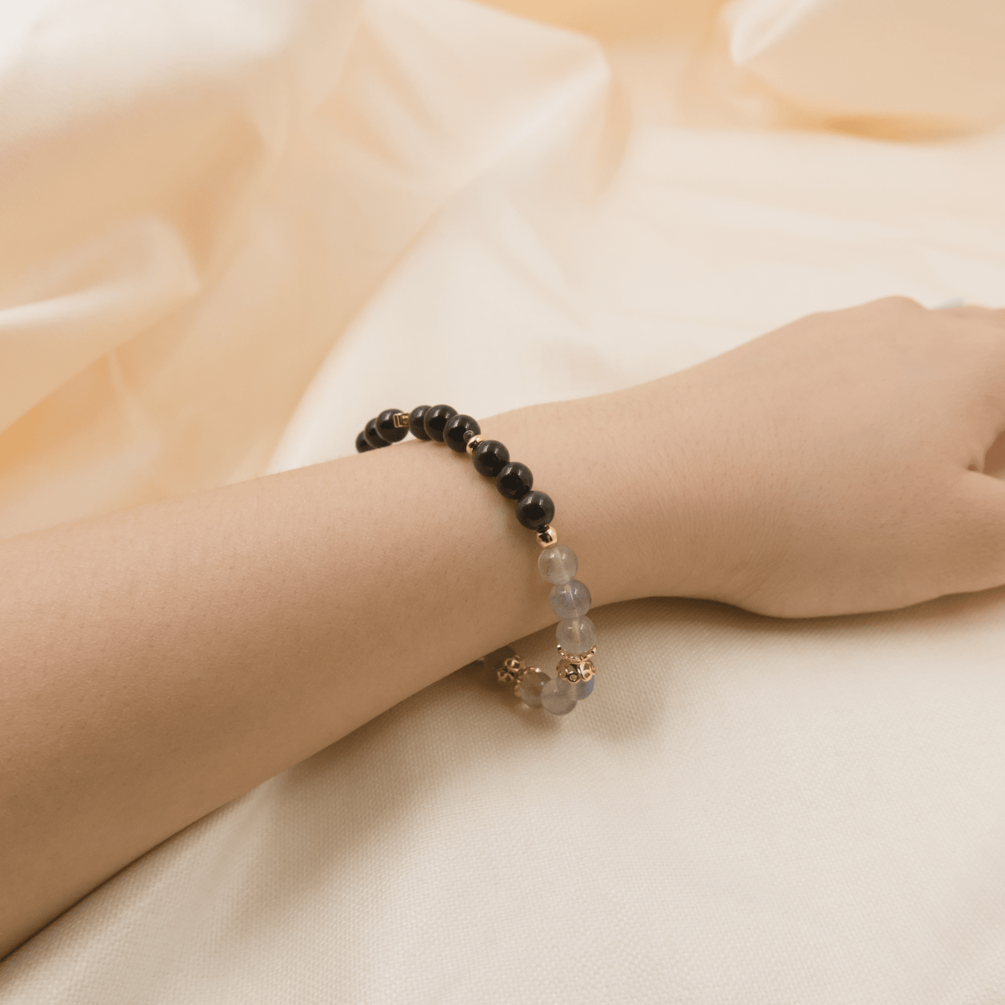 Rainbow Obsidian and Labradorite Bracelet - Crystal Bracelet of Protection and Transformation - To Eons