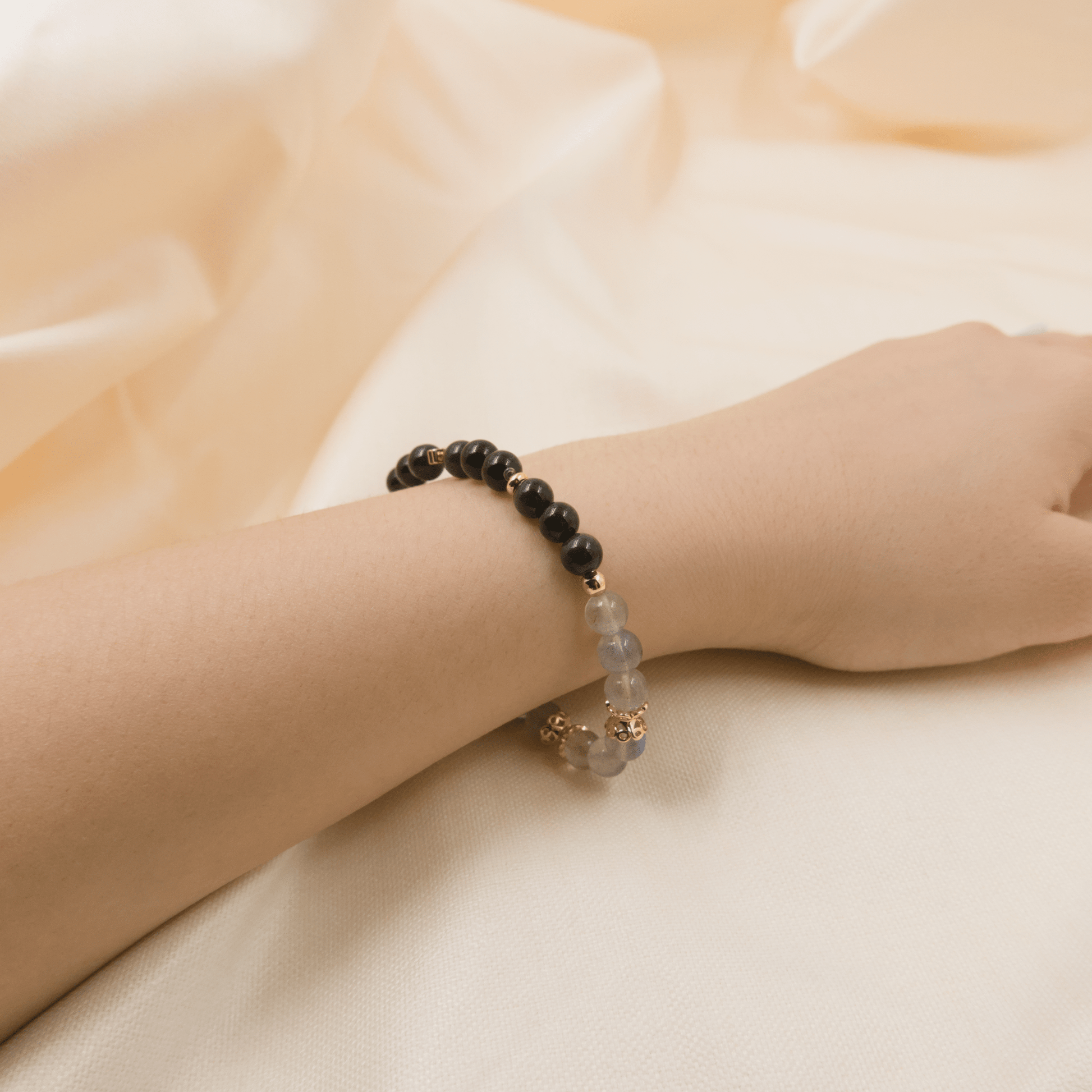 Rainbow Obsidian and Labradorite Bracelet - Crystal Bracelet of Protection and Transformation - To Eons