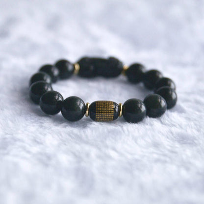 Rainbow Obsidian Bracelet with Pixiu - Crystal Bracelet for Wealth and Protection - To Eons