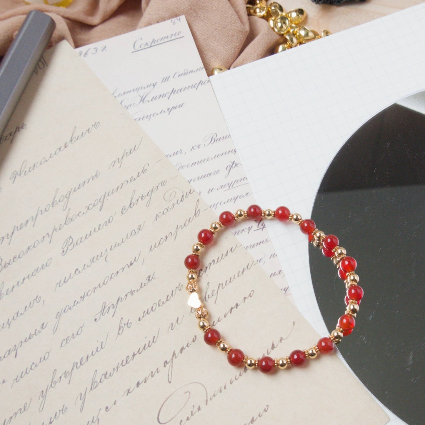 Red Agate Bracelet - Crystal Bracelet for Emotional Balance, Courage, and Determination - To Eons