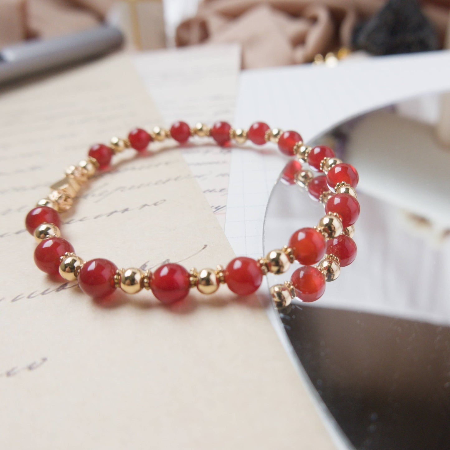 Red Agate Bracelet - Crystal Bracelet for Emotional Balance, Courage, and Determination - To Eons