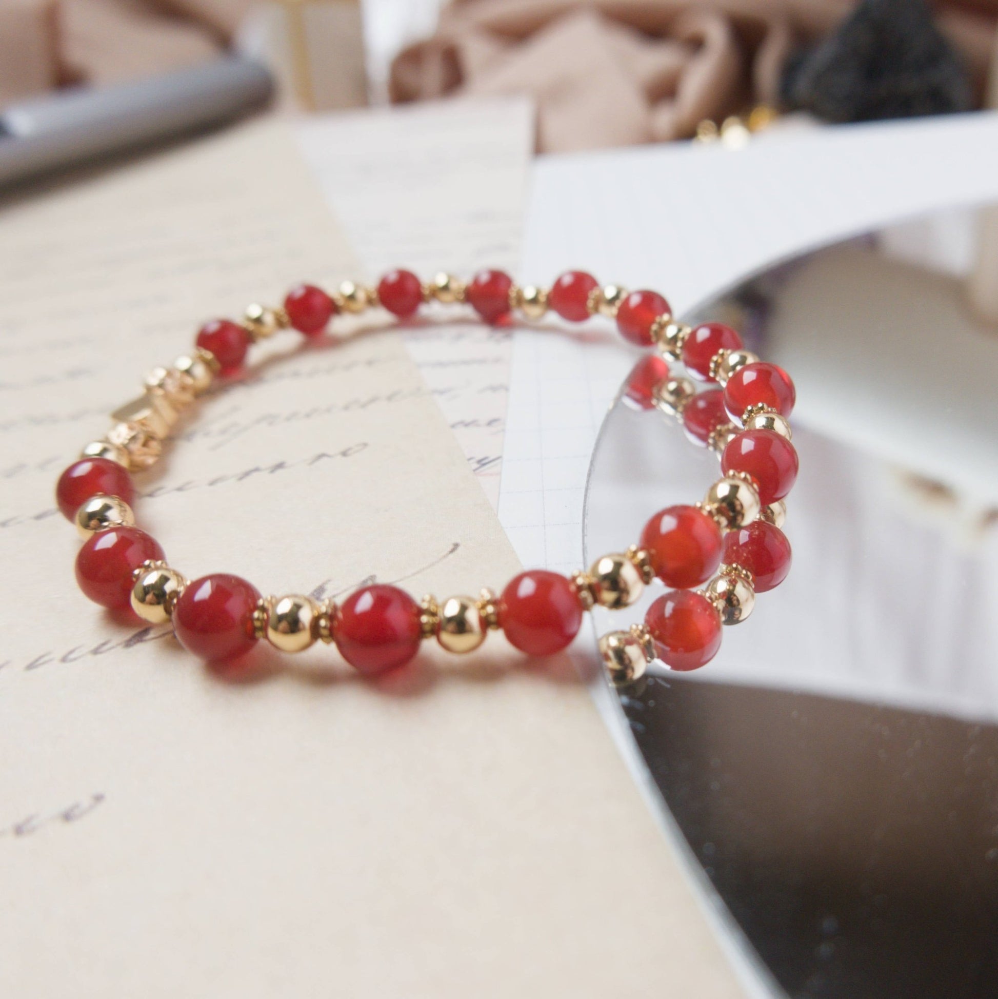 Red Agate Bracelet - Crystal Bracelet for Emotional Balance, Courage, and Determination - To Eons