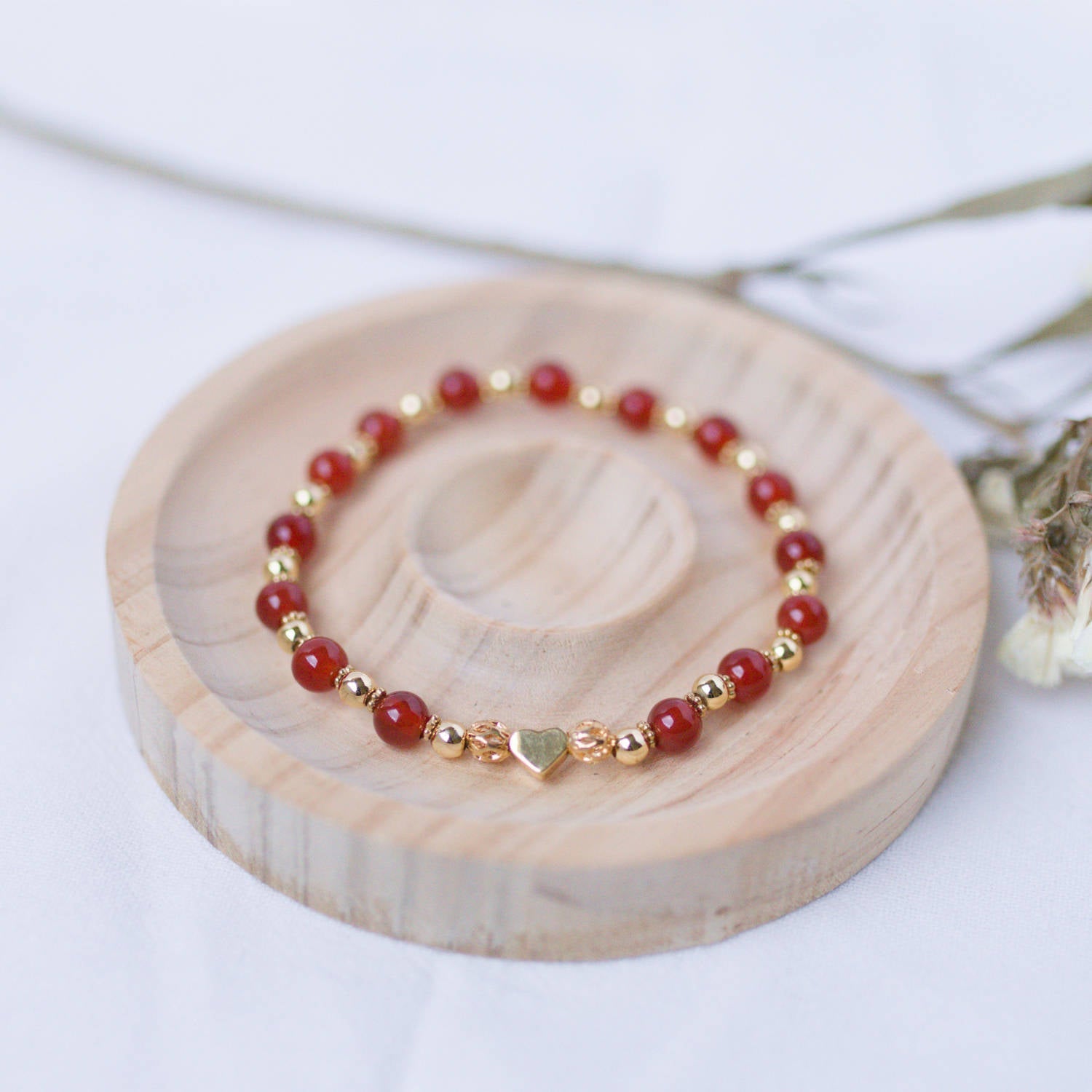 Red Agate Bracelet - Crystal Bracelet for Emotional Balance, Courage, and Determination - To Eons
