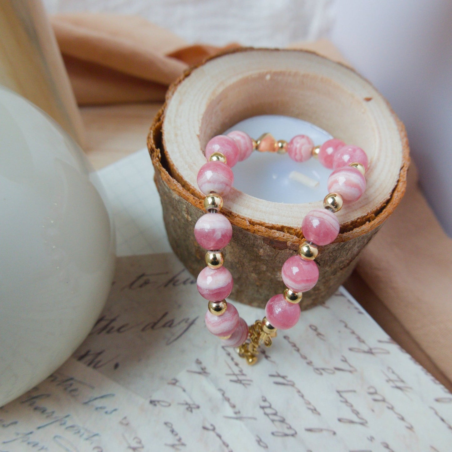 Rhodochrosite Bracelet – Crystal bracelet of Love, Compassion and Emotional Healing - To Eons