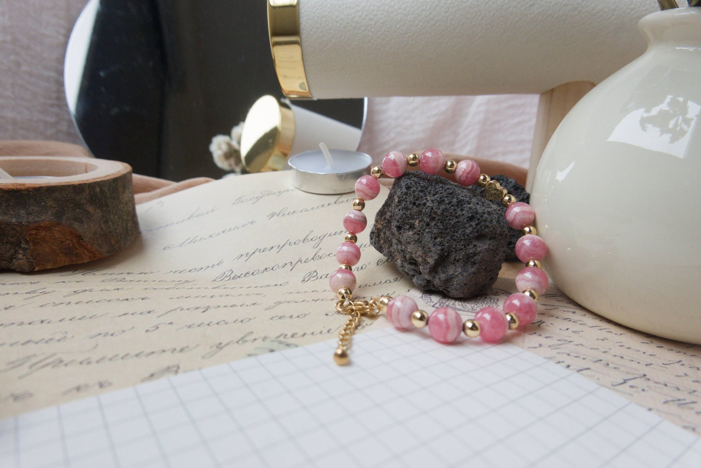 Rhodochrosite Bracelet – Crystal bracelet of Love, Compassion and Emotional Healing - To Eons