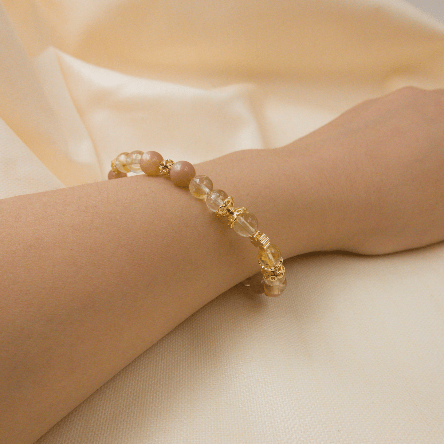Sunstone and Citrine Bracelet - Crystal Bracelet of Joy, Wealth, and Abundance - To Eons