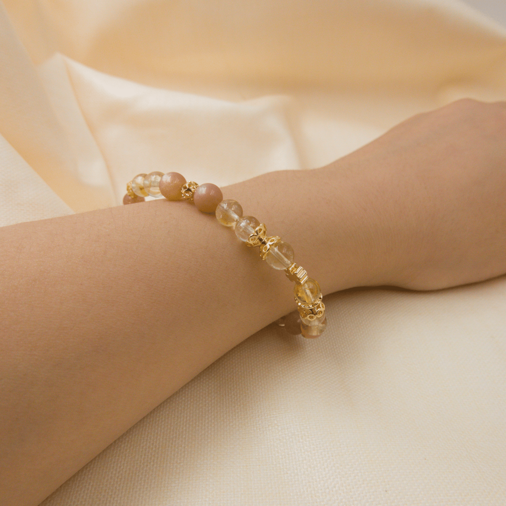 Sunstone and Citrine Bracelet - Crystal Bracelet of Joy, Wealth, and Abundance - To Eons