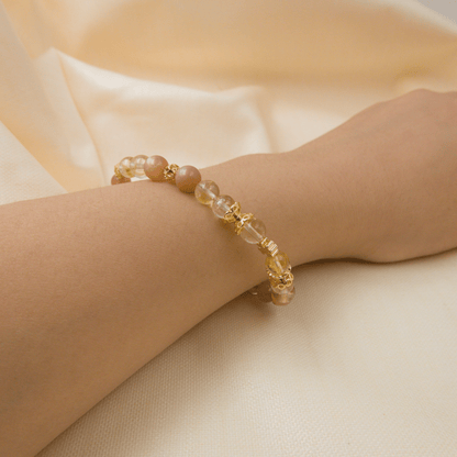 Sunstone and Citrine Bracelet - Crystal Bracelet of Joy, Wealth, and Abundance - To Eons