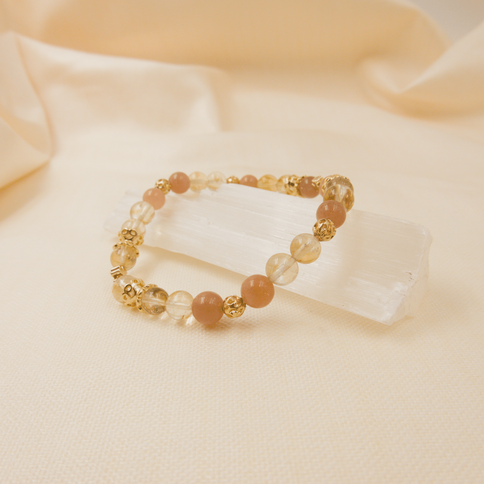 Sunstone and Citrine Bracelet - Crystal Bracelet of Joy, Wealth, and Abundance - To Eons