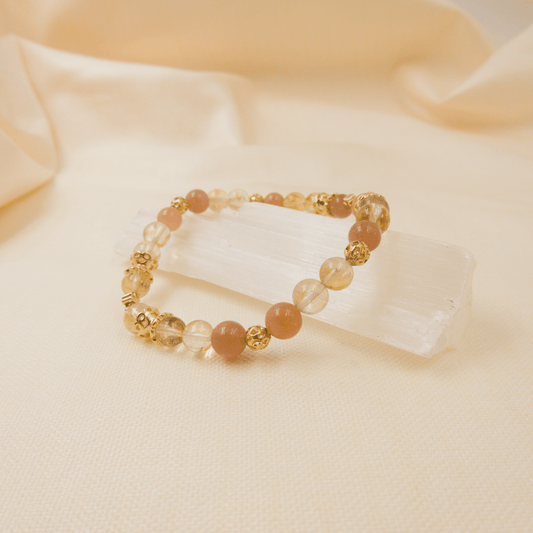 Sunstone and Citrine Bracelet - Crystal Bracelet of Joy, Wealth, and Abundance - To Eons
