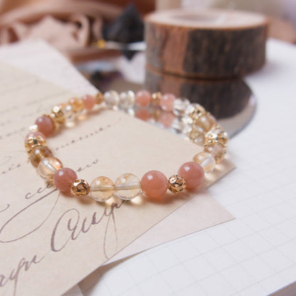 Sunstone and Citrine Bracelet - Crystal Bracelet of Joy, Wealth, and Abundance - To Eons