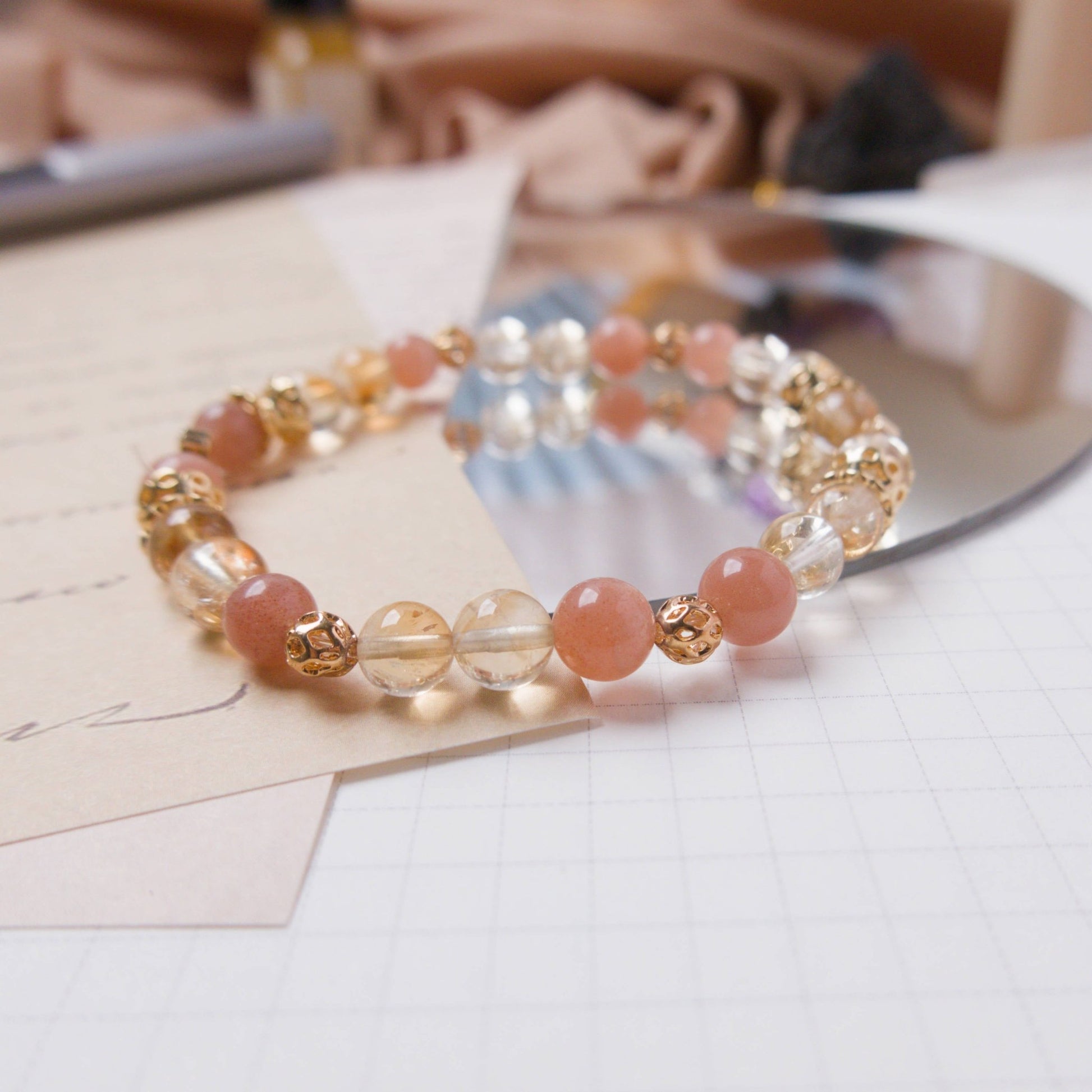 Sunstone and Citrine Bracelet - Crystal Bracelet of Joy, Wealth, and Abundance - To Eons