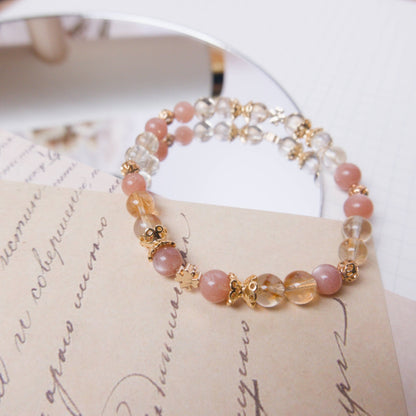 Sunstone and Citrine Bracelet - Crystal Bracelet of Joy, Wealth, and Abundance - To Eons