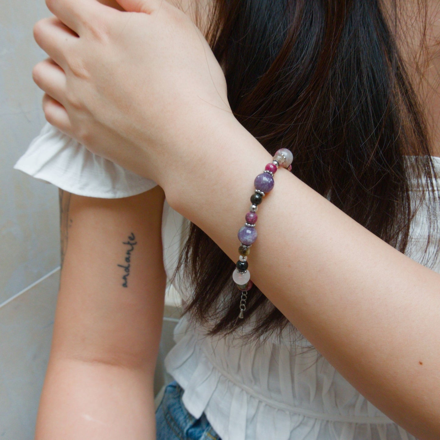 Unicorn Tourmaline Bracelet - Crystal Bracelet for Inner Strength, Clarity and Spiritual Growth - To Eons